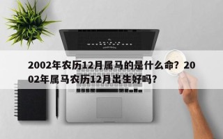 2002年农历12月属马的是什么命？2002年属马农历12月出生好吗？