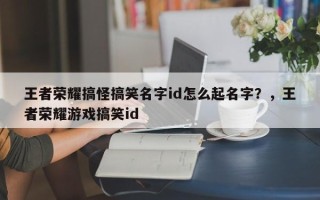 王者荣耀搞怪搞笑名字id怎么起名字？，王者荣耀游戏搞笑id