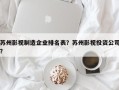 苏州影视制造企业排名表？苏州影视投资公司？