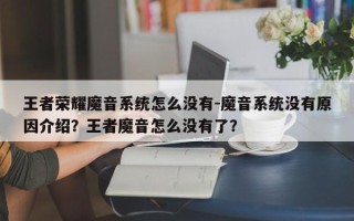 王者荣耀魔音系统怎么没有-魔音系统没有原因介绍？王者魔音怎么没有了？